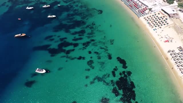 Mykonos aerial view sea