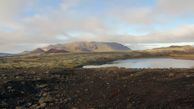 Hiker nature lake