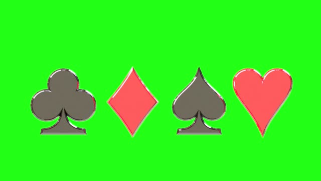 Playing cards symbols greenscreen