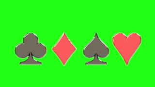 Playing cards symbols greenscreen