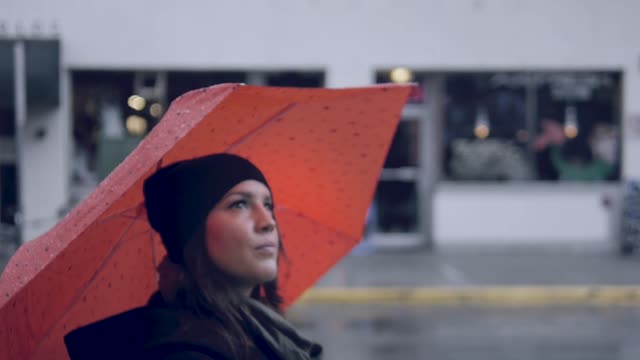 Girl walking rain