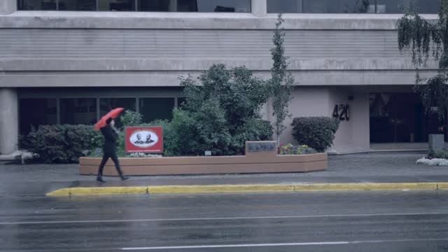 Girl walking rain