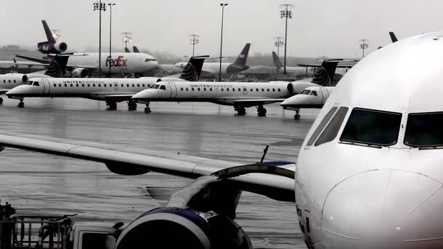 Airport runway airplanes