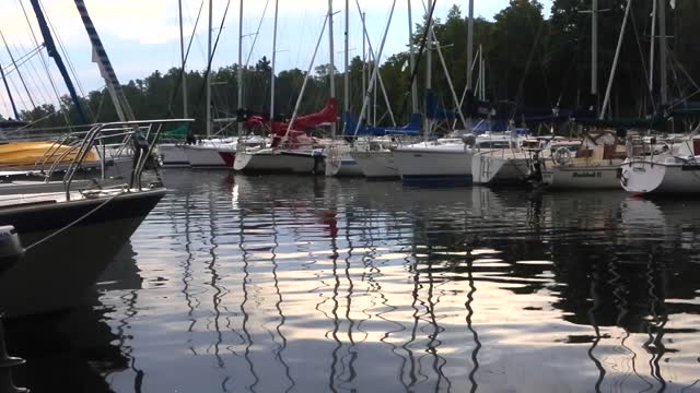 Sailing boats harbor lake