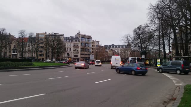 Cars roundabout road