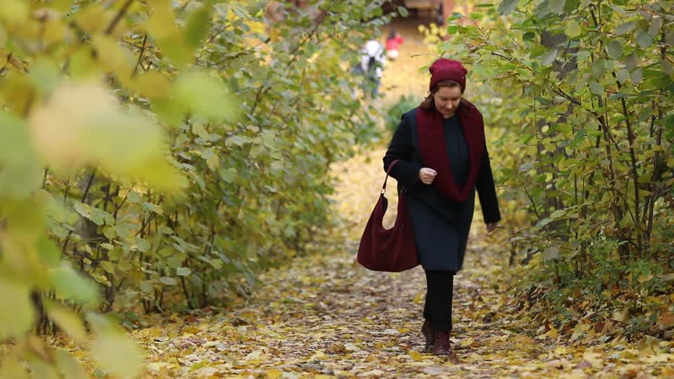 Stroll young woman autumn
