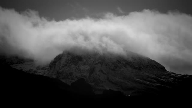 Black and white mountain clouds