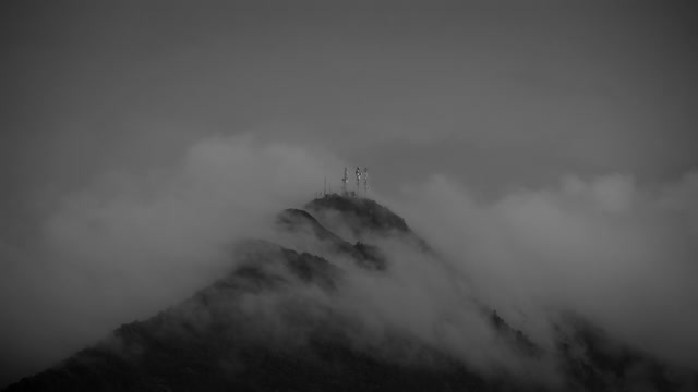 Winter fog moutains