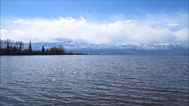 Lake snow mountain landscape
