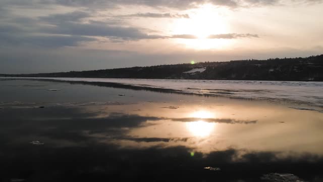 Winter ice river