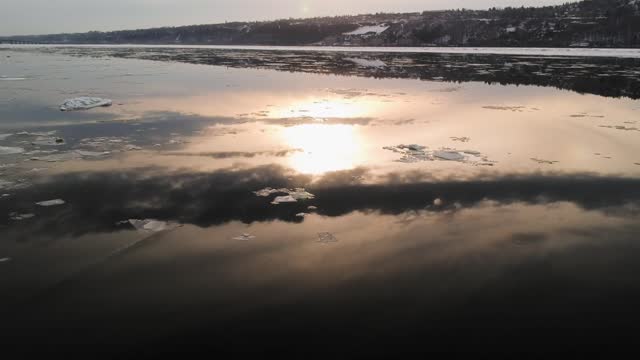 Winter ice river