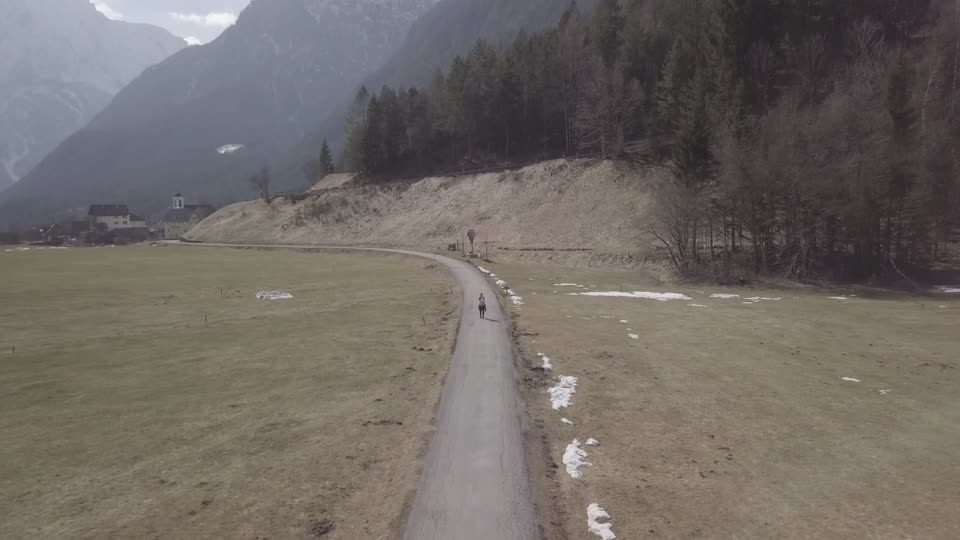 Drone selfie italian alps log footage
