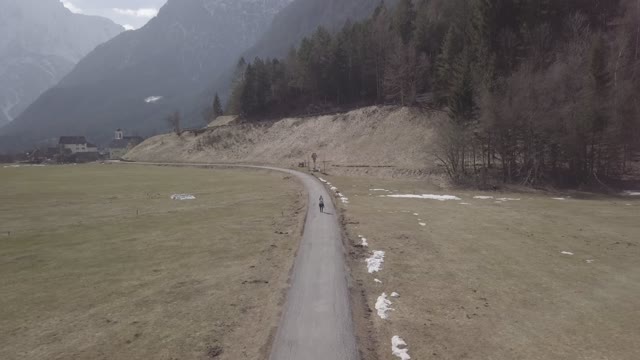Drone selfie italian alps log footage