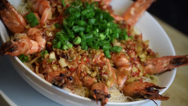 Prawn noodles food