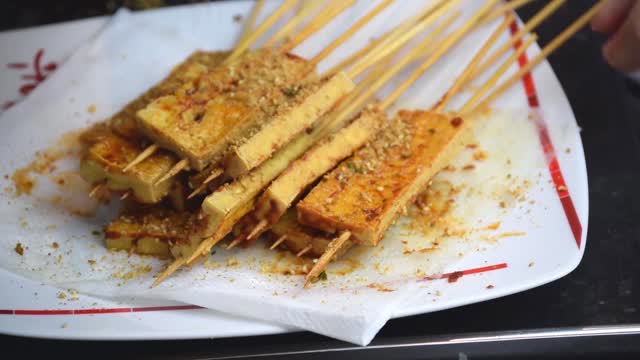 Tofu skewers street