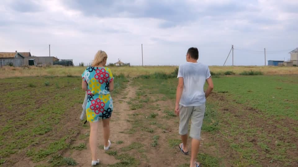 Man and woman are on the road human people