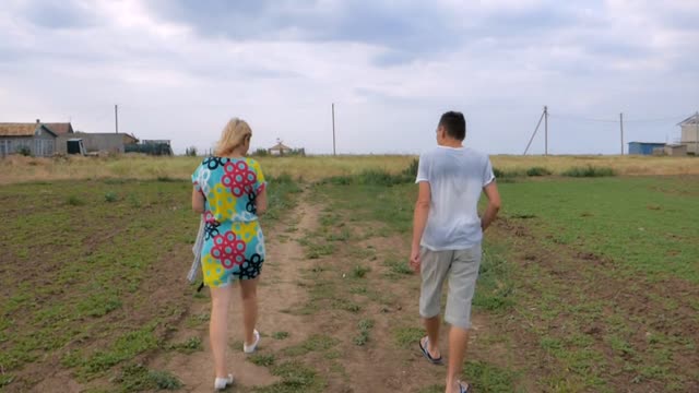 Man and woman are on the road human people