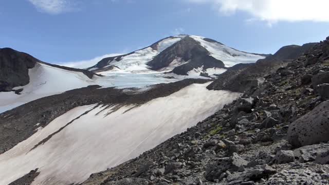 Cloud Niagara rolling through Katmai Pass, seen from the slopes of Mt. Mageik