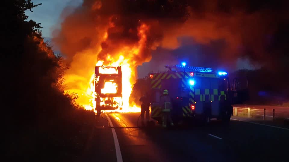 Bus Fire East Peckham Tyre Exploding