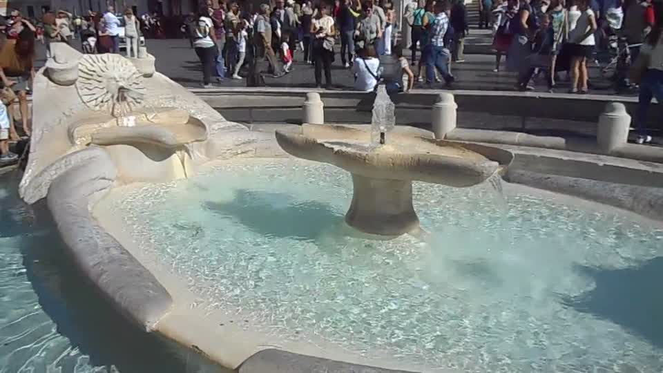 The fountain of "Barcaccia" (1627-1629) by Pietro Bernini, at Piazza di Spagna in Rome