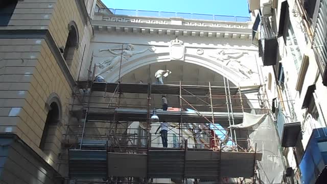 After restoration: Chiaia bridge (1834) in Naples - Architect Orazio Angelini - Marble sculptures by Tito Angelini and Gennaro Calì