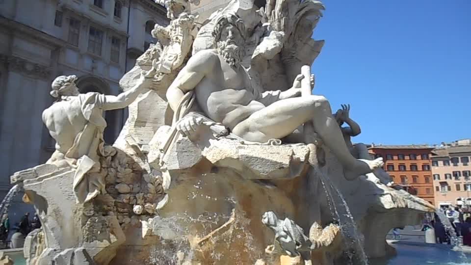 Fountain of Four Rivers at Piazza Navona in Rome (1651) - Architect Gian Lorenzo Bernini (Naples 1598-Rome 1680)