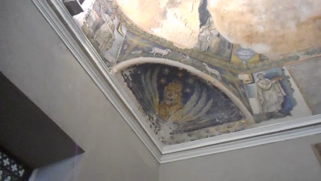 Winged Lion, symbol of Saint Mark the Evangelist", mosaic of the Baptistery of San Giovanni in Fonte (end 4th century AD), the most ancient baptistery of the whole West - Cathedral of Naples