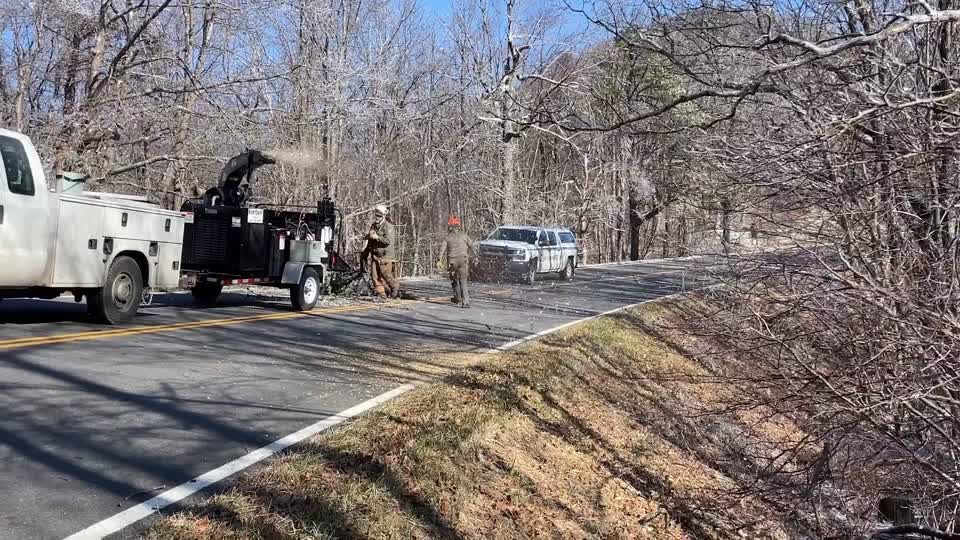 Ice Storm 2022_Crews with chipper near Skyland