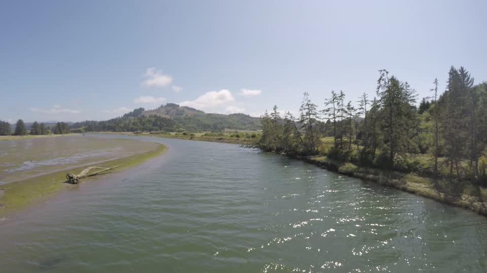 Aerial video above Nestucca Bay National Wildlife Refuge