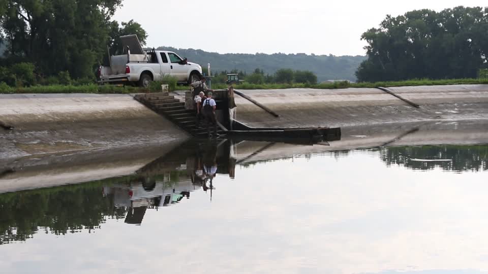 Harvesting Fish From a Pond at Gavins Point National Fish Hatchery