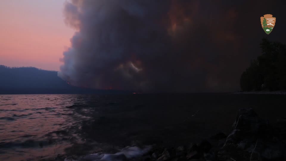 Howe Ridge Fire from across Lake McDonald August 12th 2018