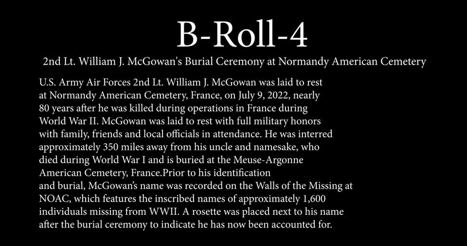 MEDIA-BROLL-4-2nd Lt. William J. McGowan B-Roll
