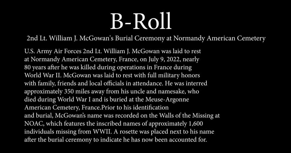 MEDIA-BROLL-1-2nd Lt. William J. McGowan B-Roll