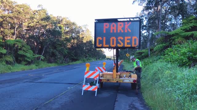 Sign switch: Park Closed to Welcome Back!