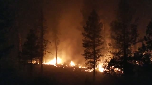 The Canyon 66 Prescribed fire burns at night
