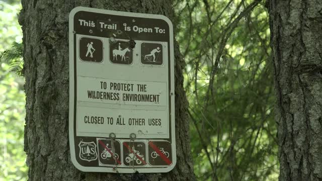 A Sign Showing Appropriate Users of a Wilderness Trail