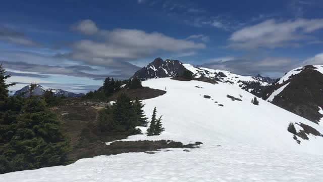 Panorama mountain scenery of Mt. Baker Wilderness and North Cascades National Park