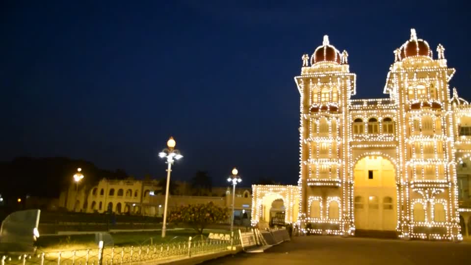 India. Mysore. Mysore Palace. We visited again in the evening at dusk to see the illuminations when it gets dark. The "ooh wow" moment.