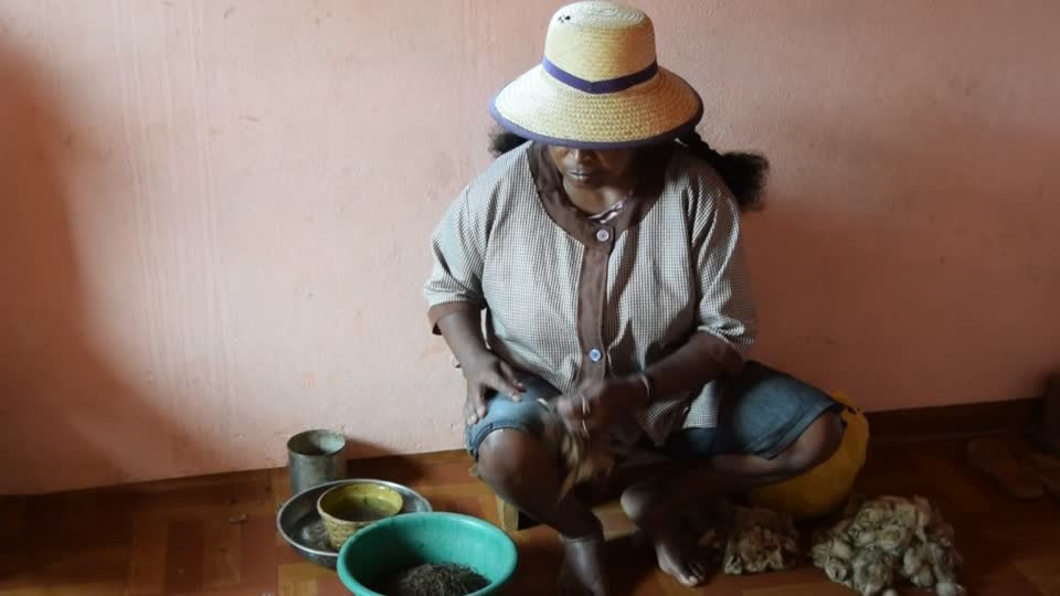 Madagascar. Fianarantsoa to Ambalavao. We visited a silk factory. The ladies, roll out the thread on their legs. Read below.